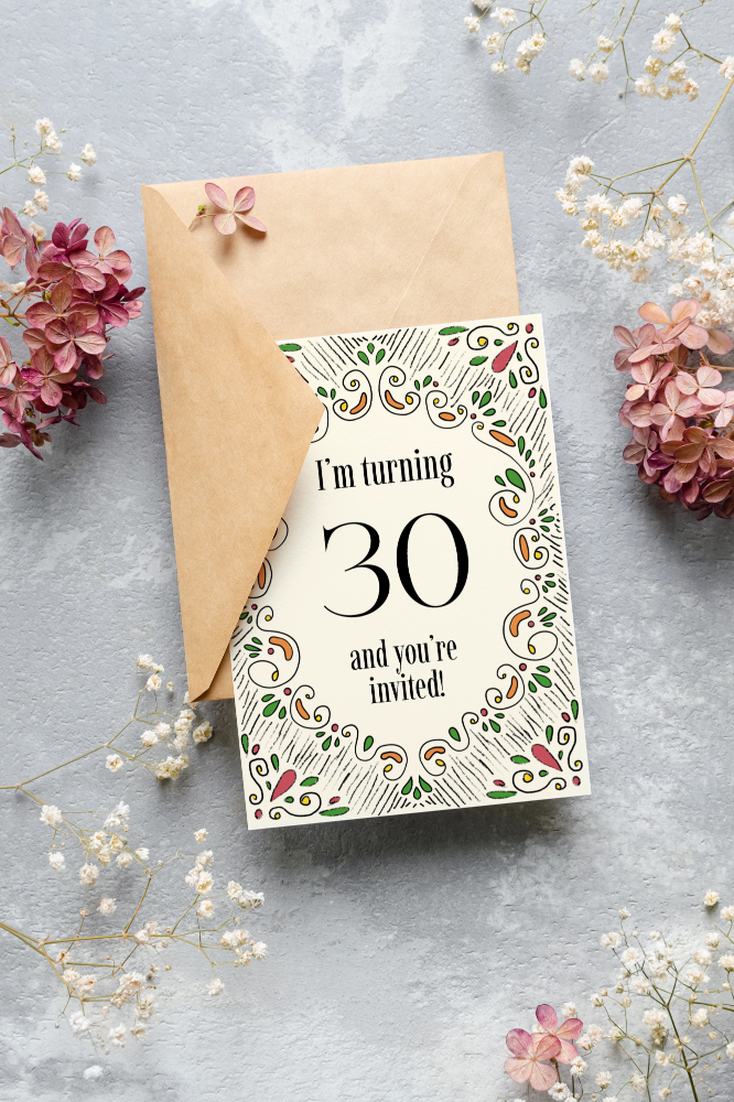 Canva template: I'm turning _, and you're invited!