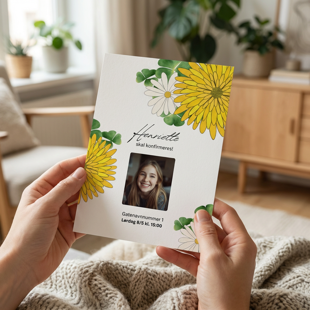 Canva template: Konfirmasjonskort Sommerblomster