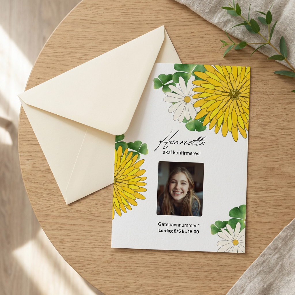 Canva template: Konfirmasjonskort Sommerblomster