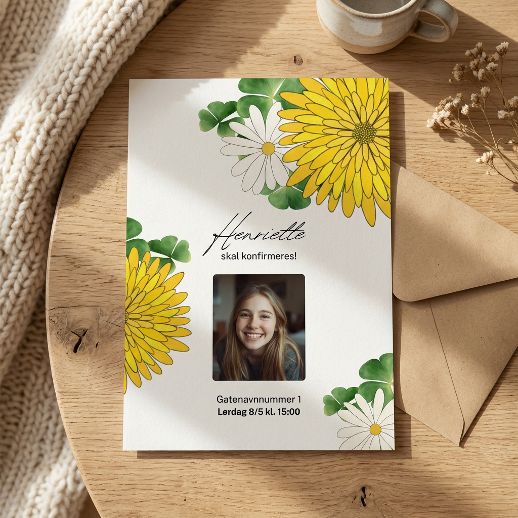 Canva template: Konfirmasjonskort Sommerblomster