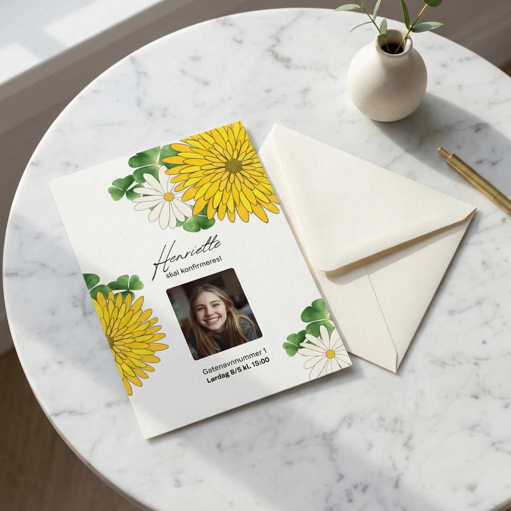 Canva template: Konfirmasjonskort Sommerblomster
